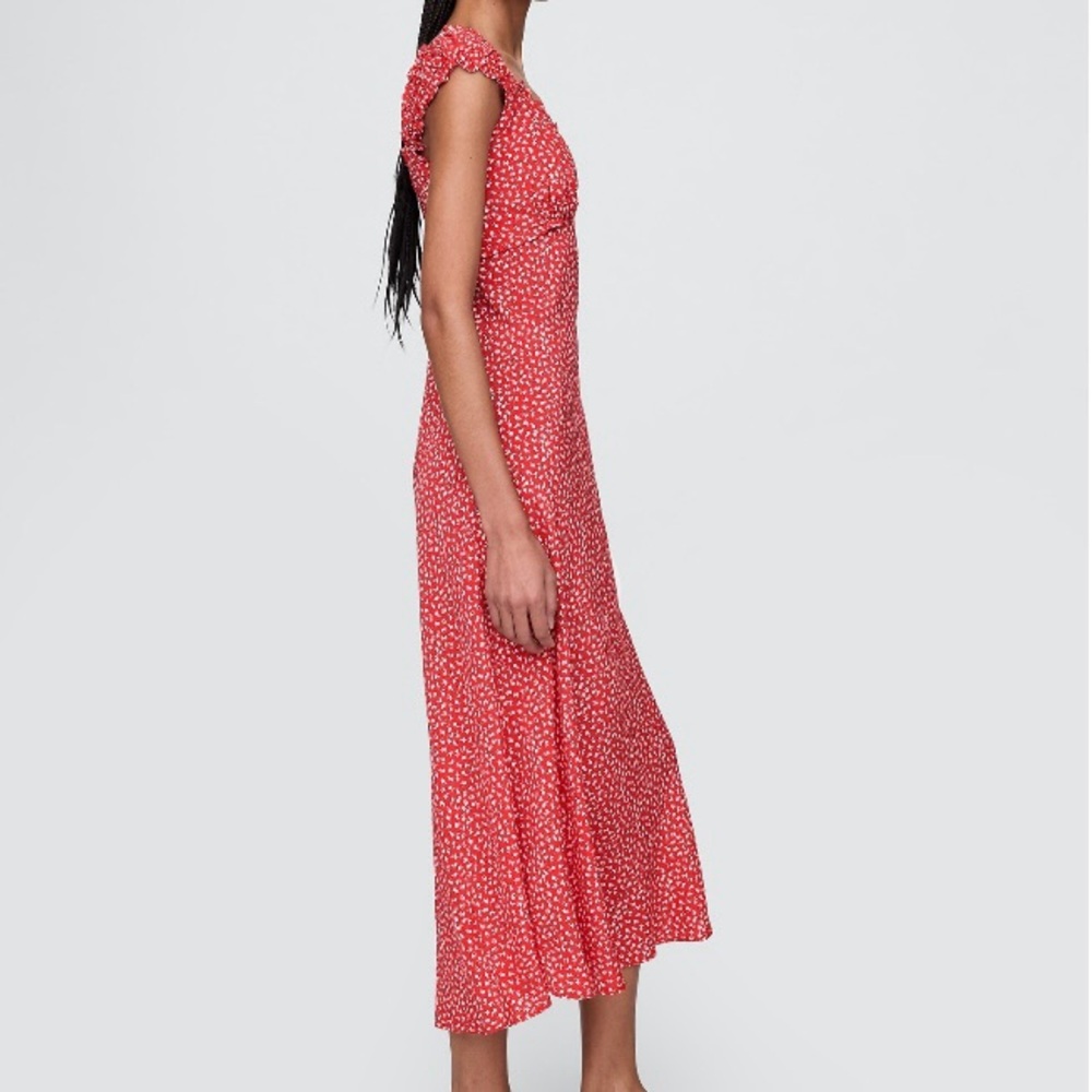 🆕 - GAP Crepe Sweetheart Red Floral Print Maxi Dress. Size: Large - Picture 2 of 9